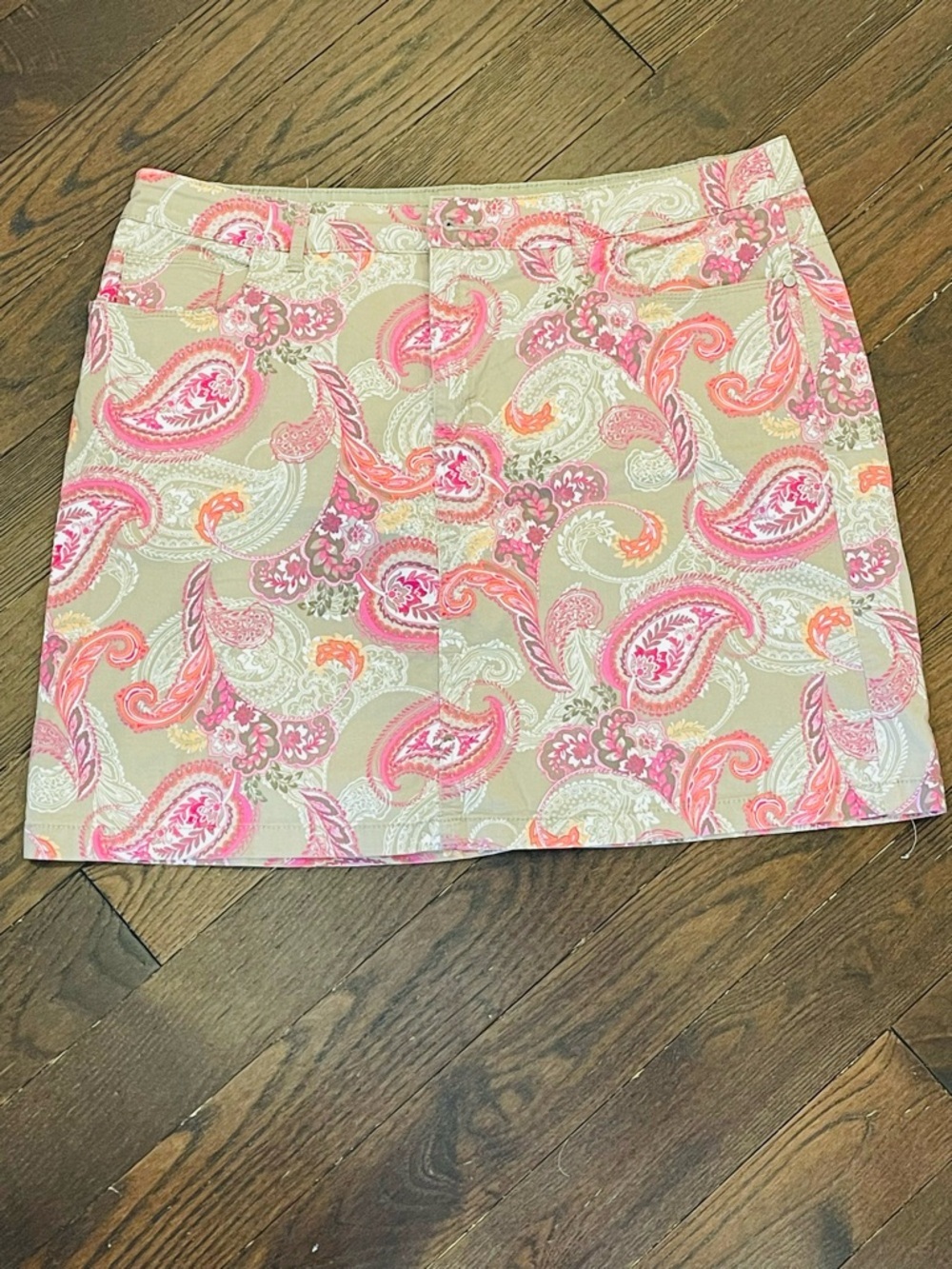 Croft & Barrow Paisley Print Mini Skirt in Pink and Tan